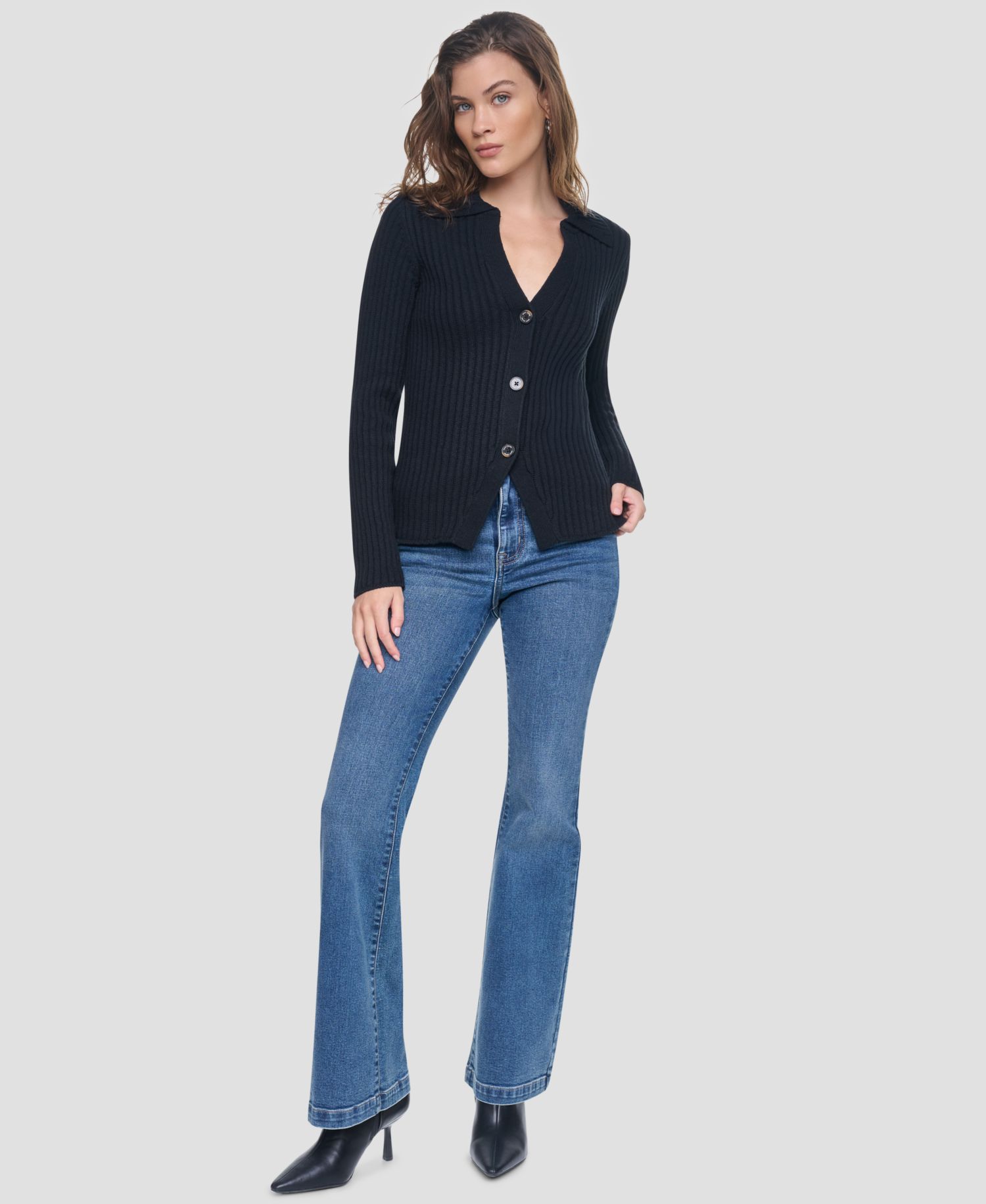 Women's Long-Sleeve Polo Cardigan