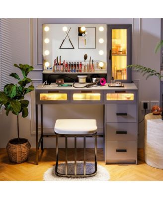 Vanity Desk with Hollywood Mirror and LED Lights