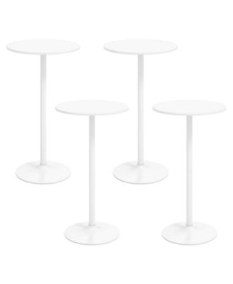 Round Bar Table Set of 4 w/Adjustable Height and Metal Base Modern Cocktail Table