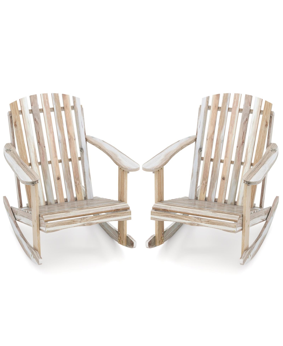 Gymax 2PCS Adirondack Rocking Chair w/Slatted Seat and High Fanned Back for Backyard