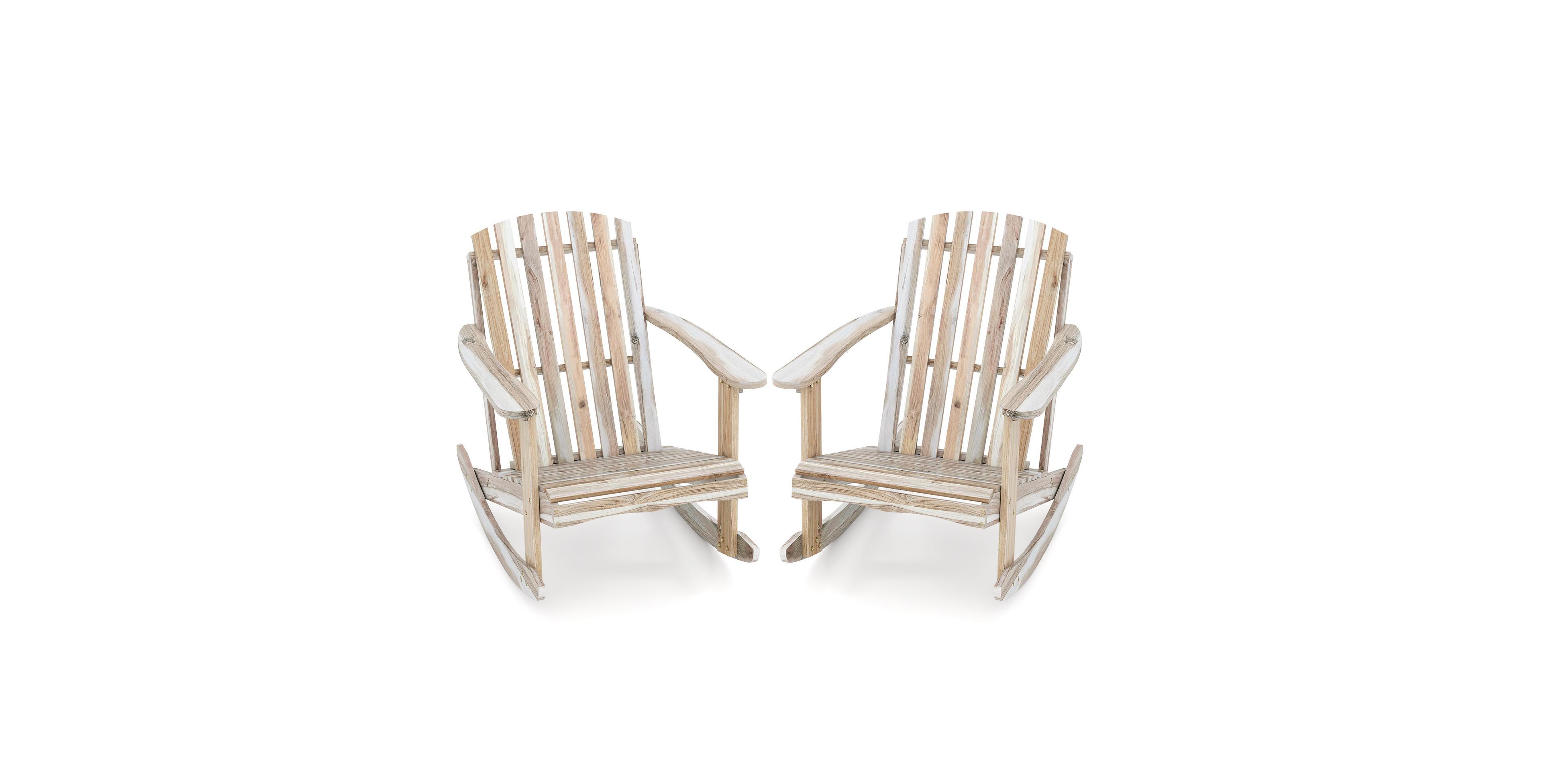 Gymax 2PCS Adirondack Rocking Chair w/Slatted Seat and High Fanned Back for Backyard