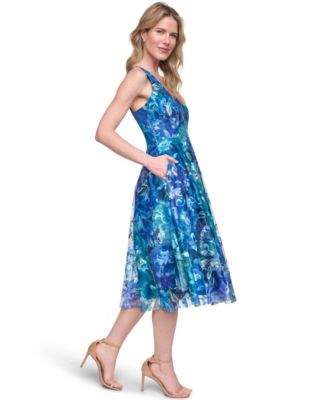 eliza j dresses blue Eliza J 3D Appliqu Fit & Flare Cocktail Dress Navy