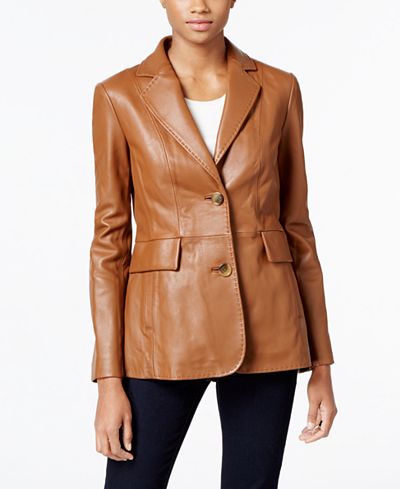 Jones New York Leather Blazer Jacket