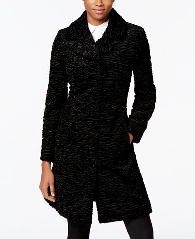 Jones New York Reversible Faux-Persian Fur Walker Coat