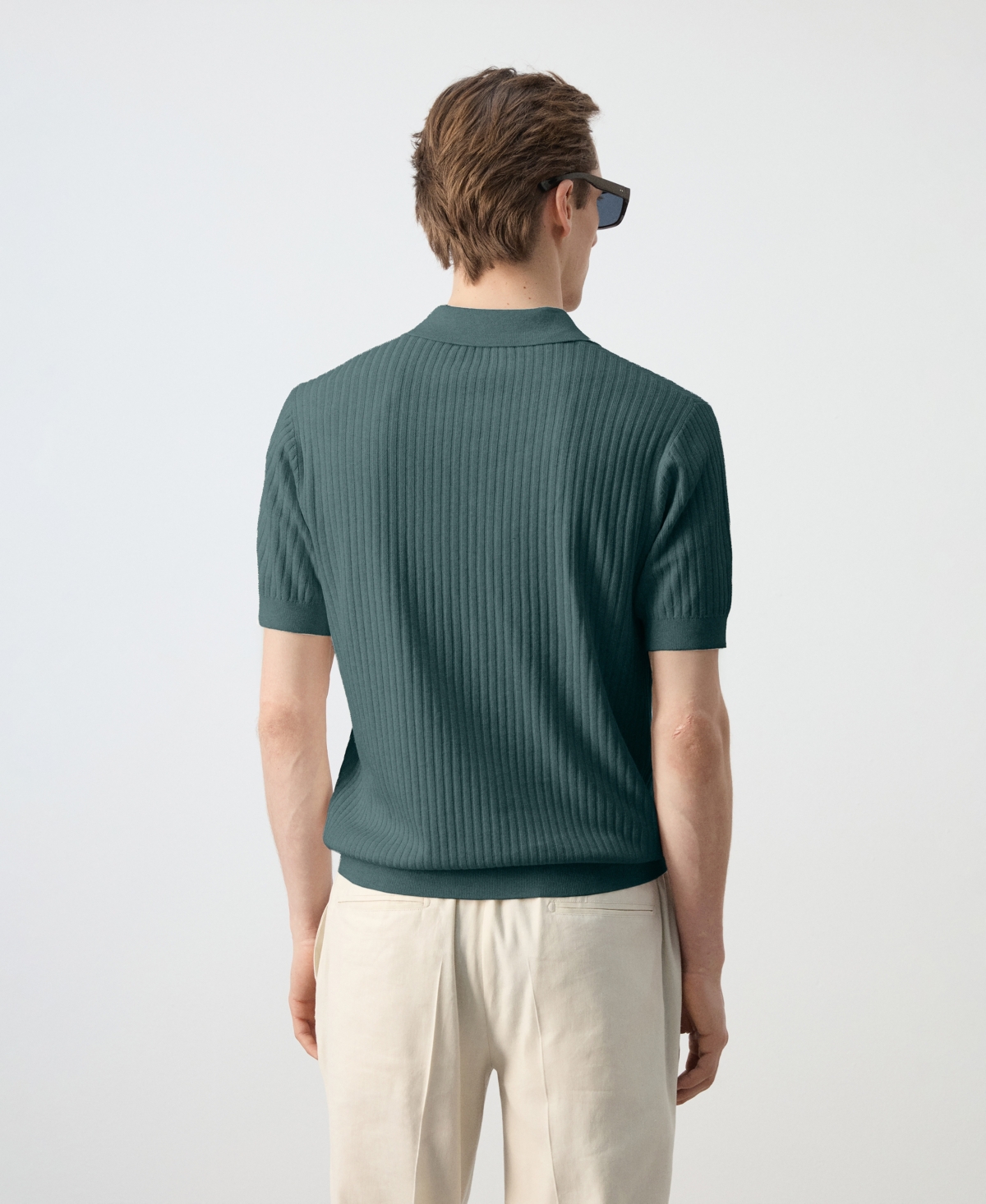 Mango Men's Rib-Knit Cotton-Blend Polo Shirt