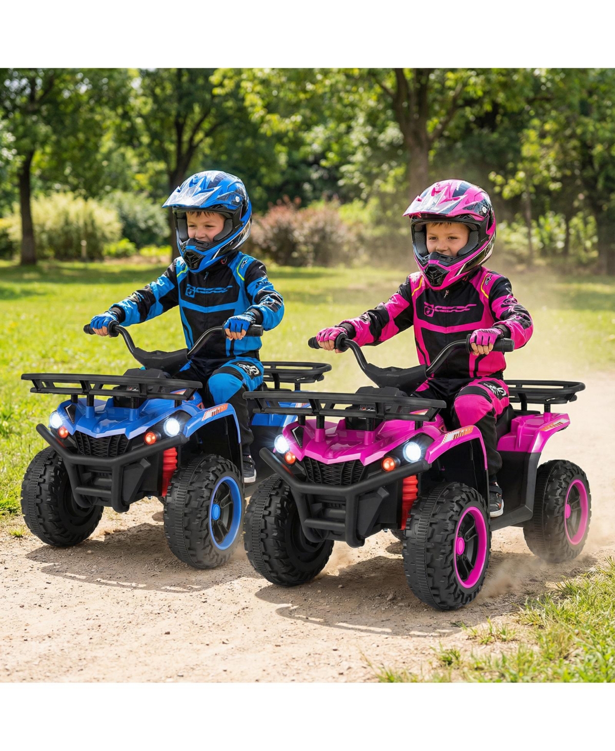 Slickblue 24V Kids Electric Quad Ride On with Led Headlights and Rugged Tires