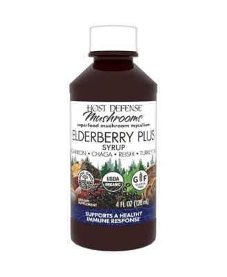 Host Defense Elderberry Plus Syrup - Immune & Respiratory Supplement - Liquid Mushroom Supplement with Turkey Tail, Reishi, Agarikon & Chaga - Lung Su
