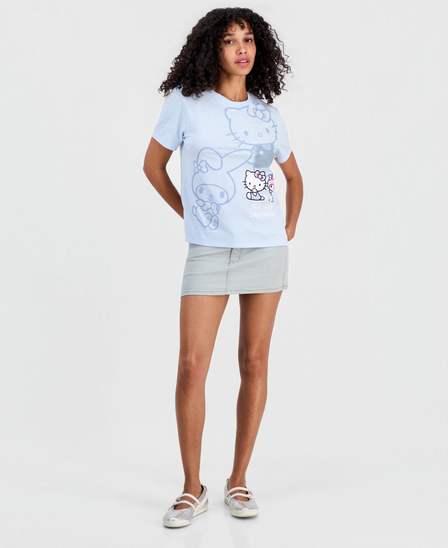 Juniors' Hello Kitty & My Melody Crewneck Tee