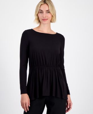 Women's Smocked-Waist Boat-Neck Top