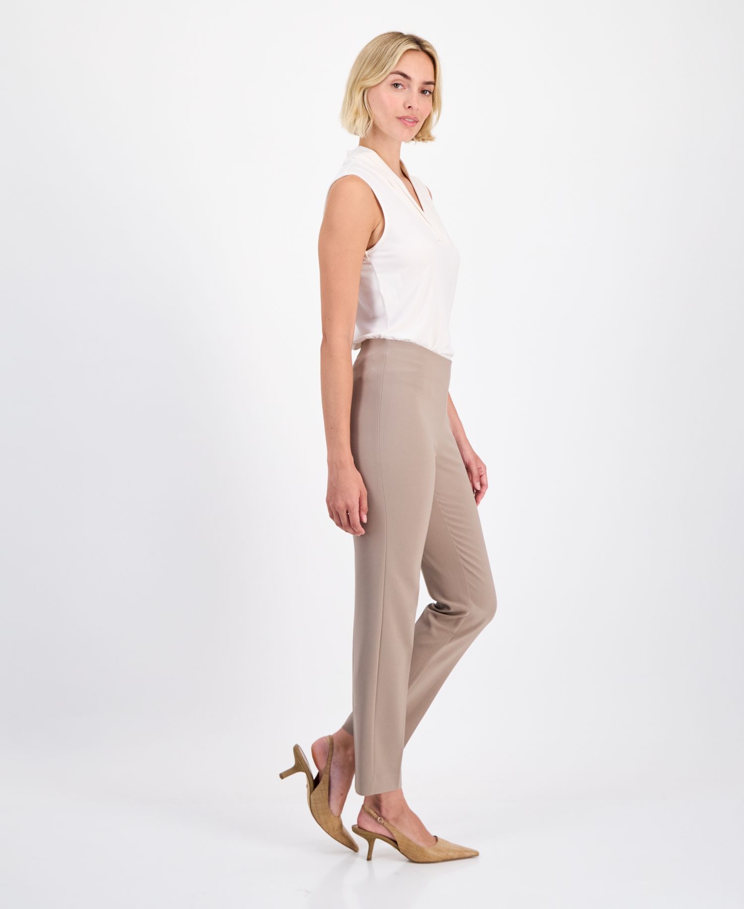 Petite Pull-On Mid-Rise Slim Pants