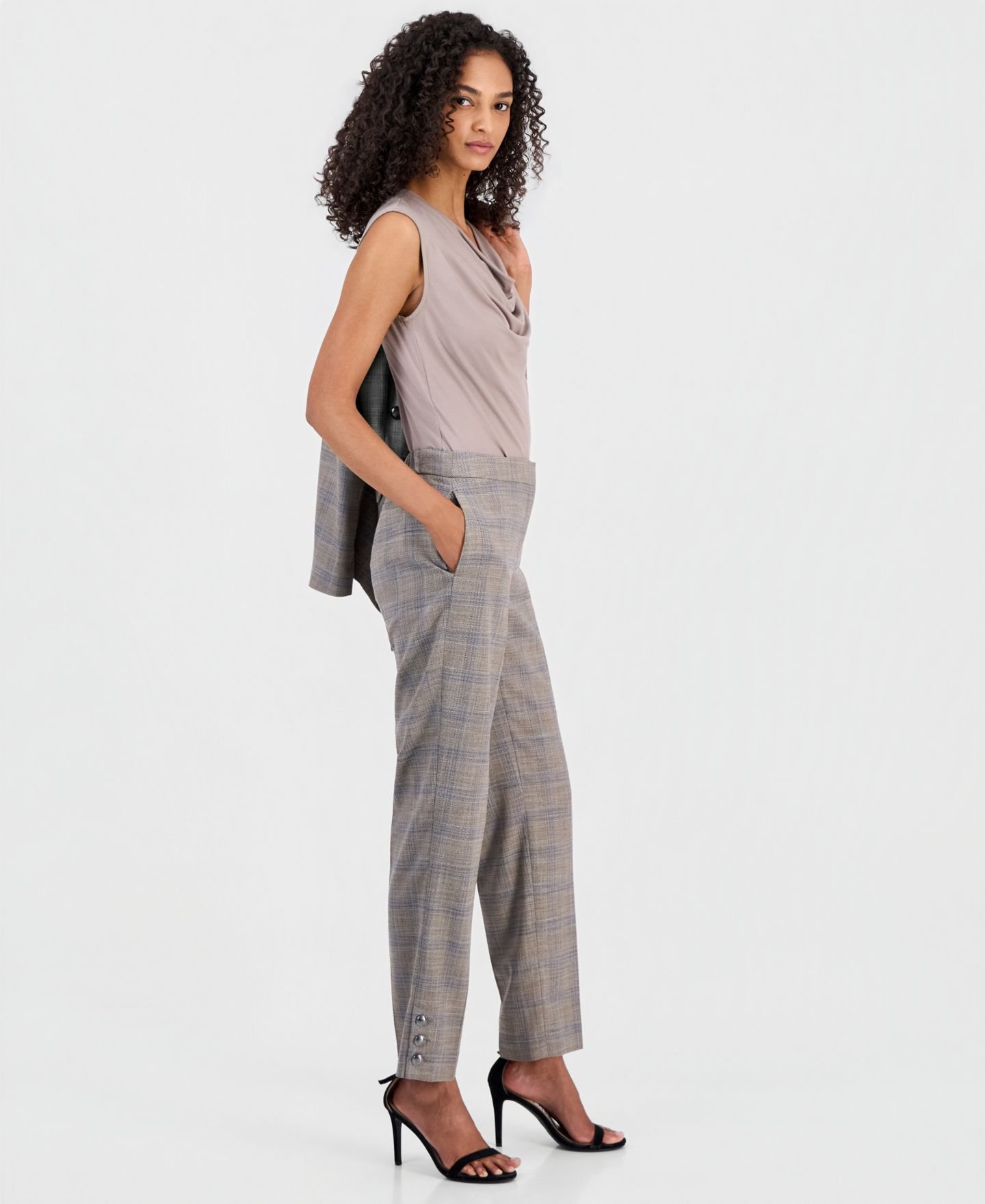 Женские брюки Anne Klein Mid-Rise Straight-Leg Ankle, цвет: Натуральный глиняный разноцветный — фото 2