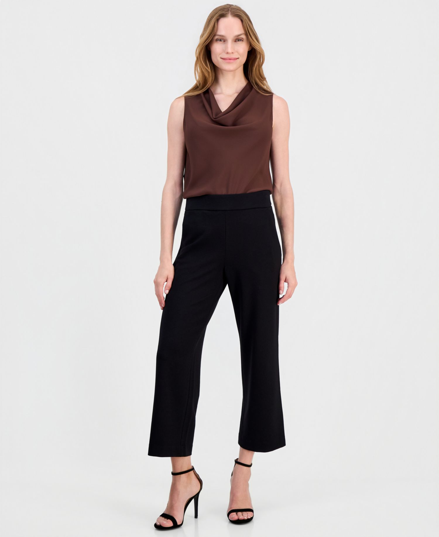 Women's Wide-Leg Cropped Pull-On Trousers