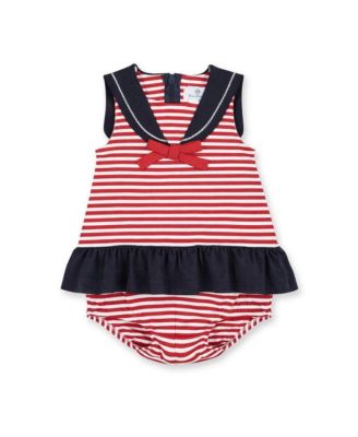 Baby Girl Stripe Knit Romper With Sailor Collar