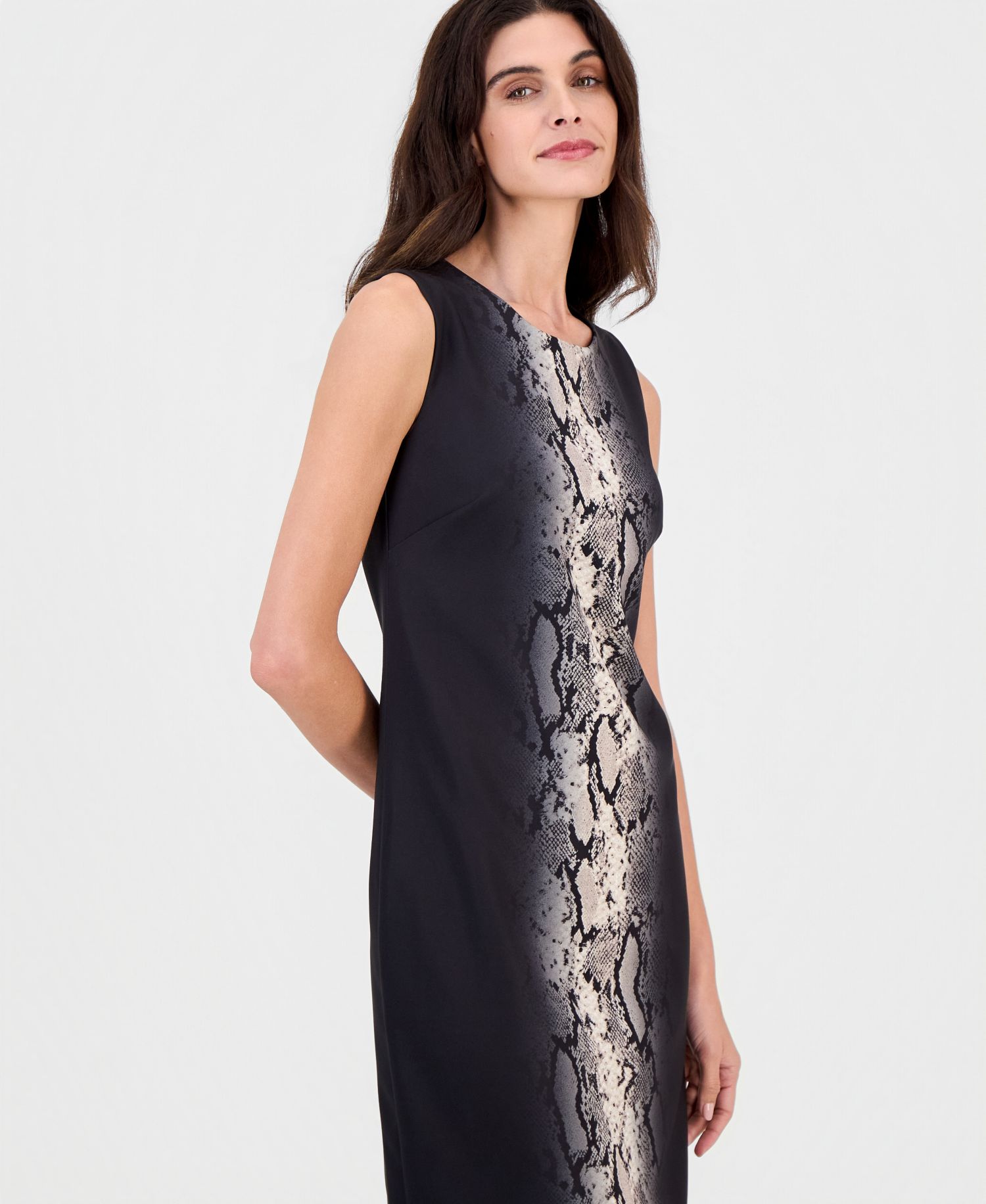 Women's Animal-Print Jewel-Neck Midi Dress