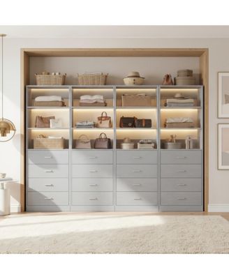 1-4 Pieces 21.3inch  Closet Drawer System, Walk-in Closet Tower with 4 Wooden Drawers and Shelves