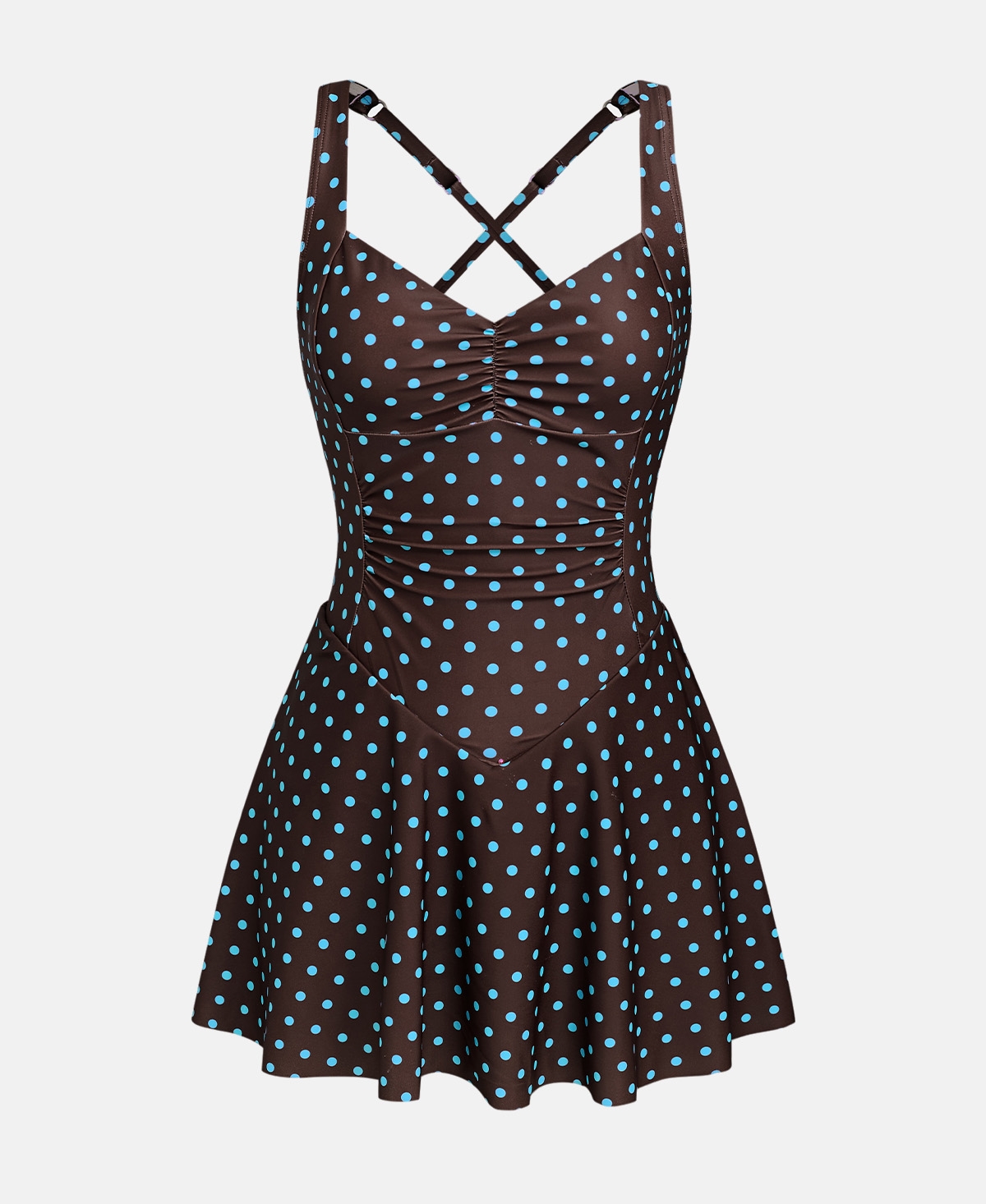 Cupshe Women's Polka Dot Plunge Swim Dress with Criss-Cross Back