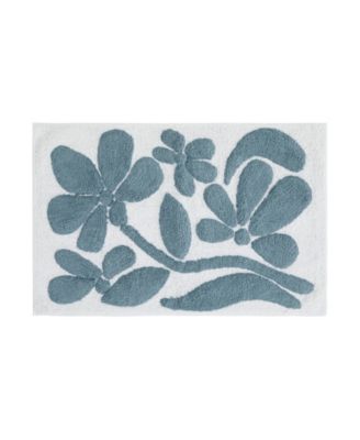 Floral Cotton Bath Mat, 34" x 21"