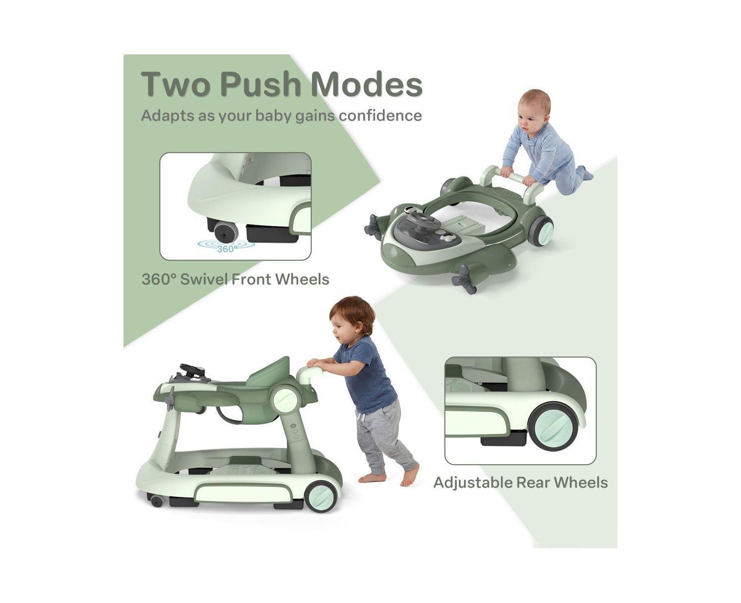 Convertible Baby Activity Walker with Adjustable Height, Foldable Design and Interactive Play Features