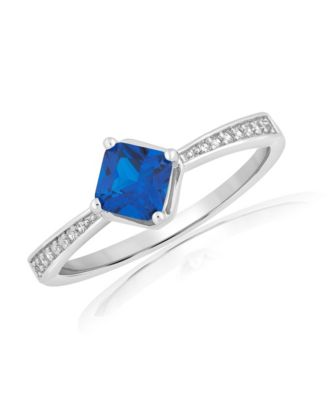 Radiant Center Sapphire and Clear CZ Ring