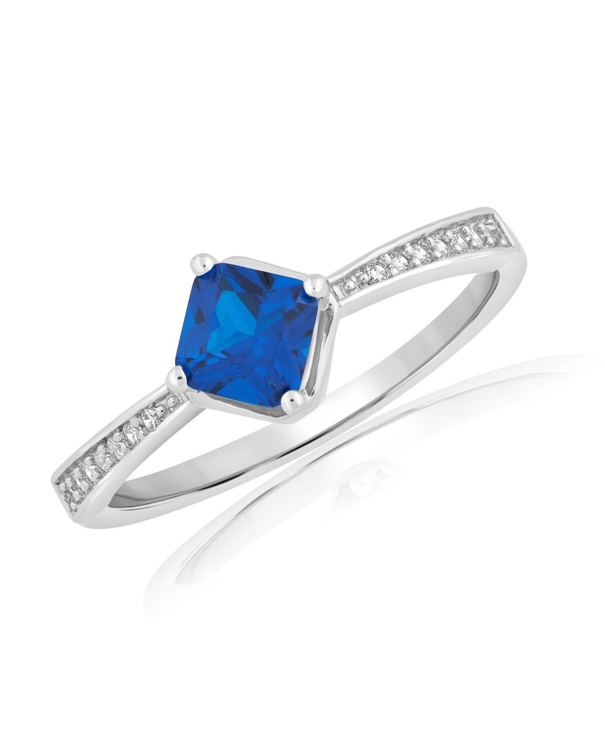 Simona Radiant Center Sapphire and Clear Cz Ring