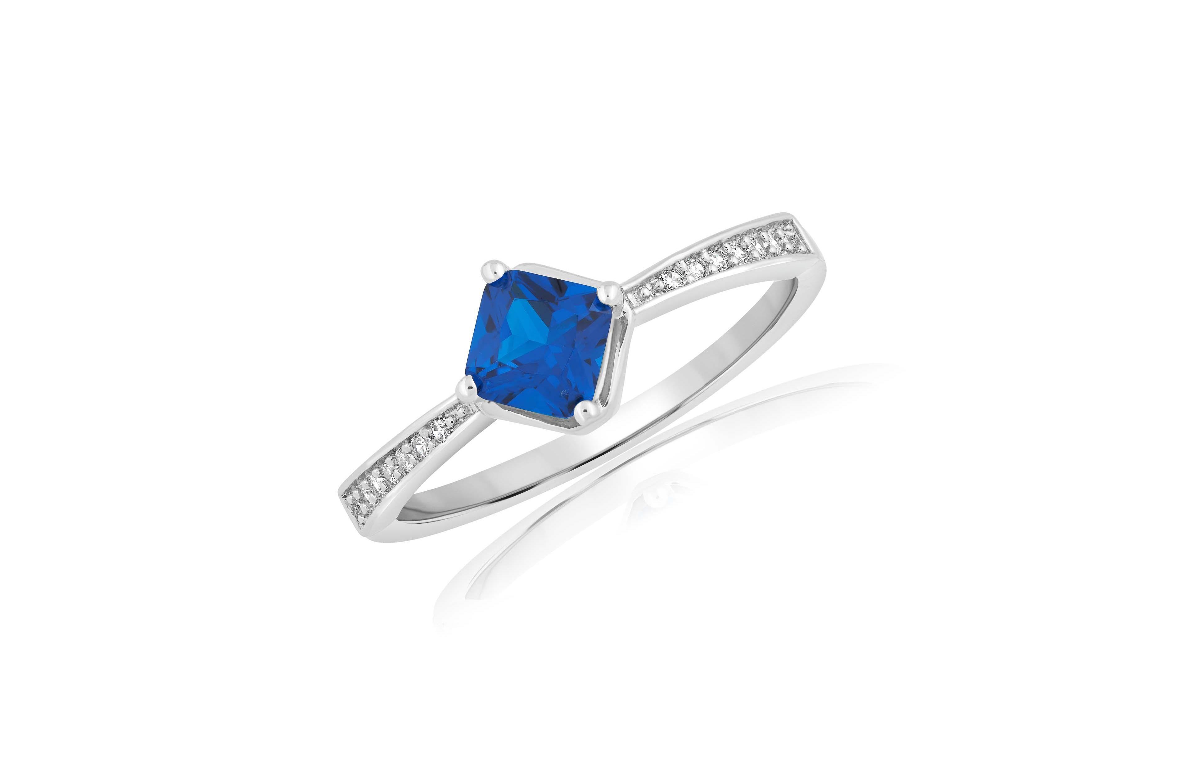 Simona Radiant Center Sapphire and Clear Cz Ring