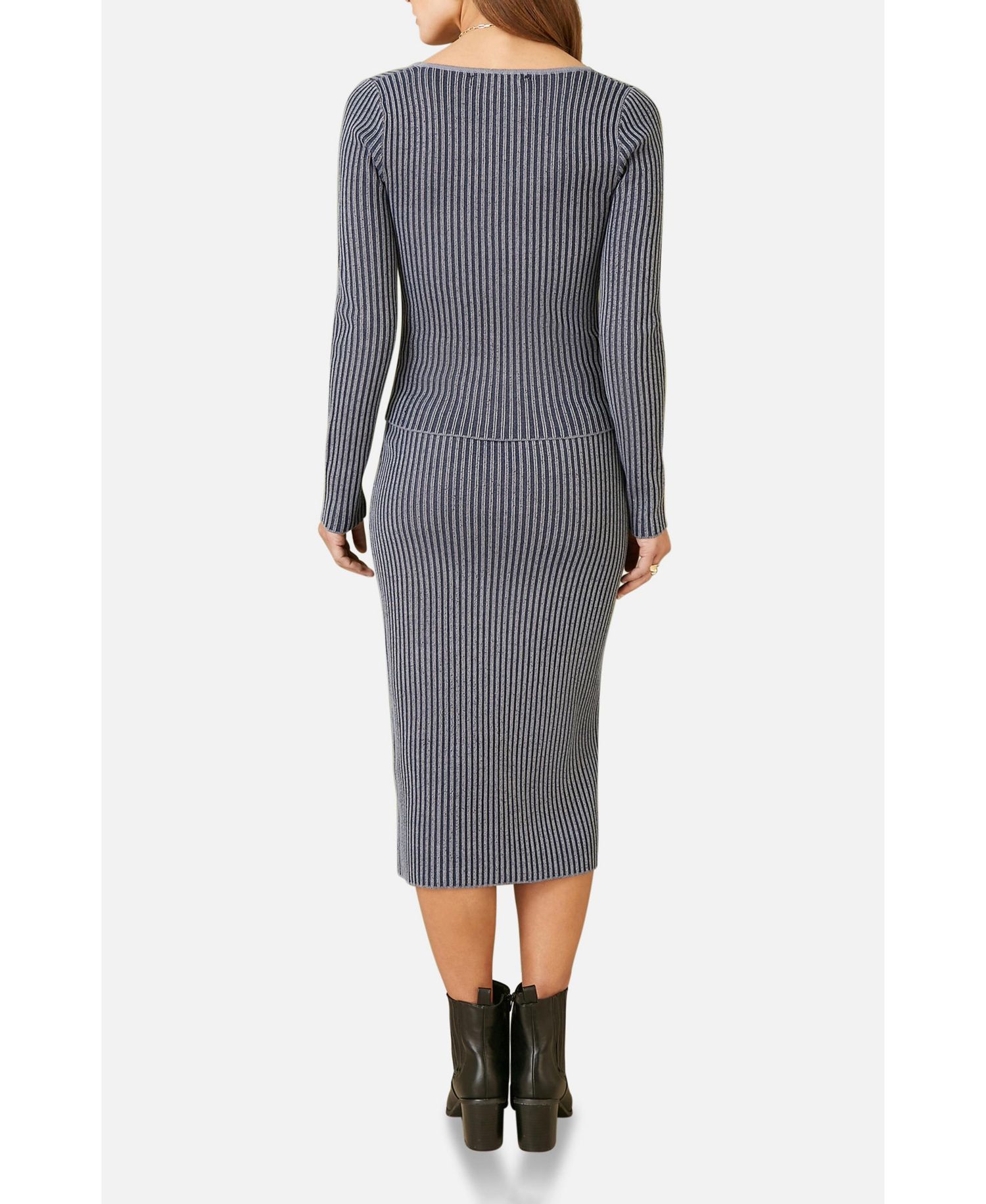 Women's Rib Knit Midi Skirt Stretch and Cozy