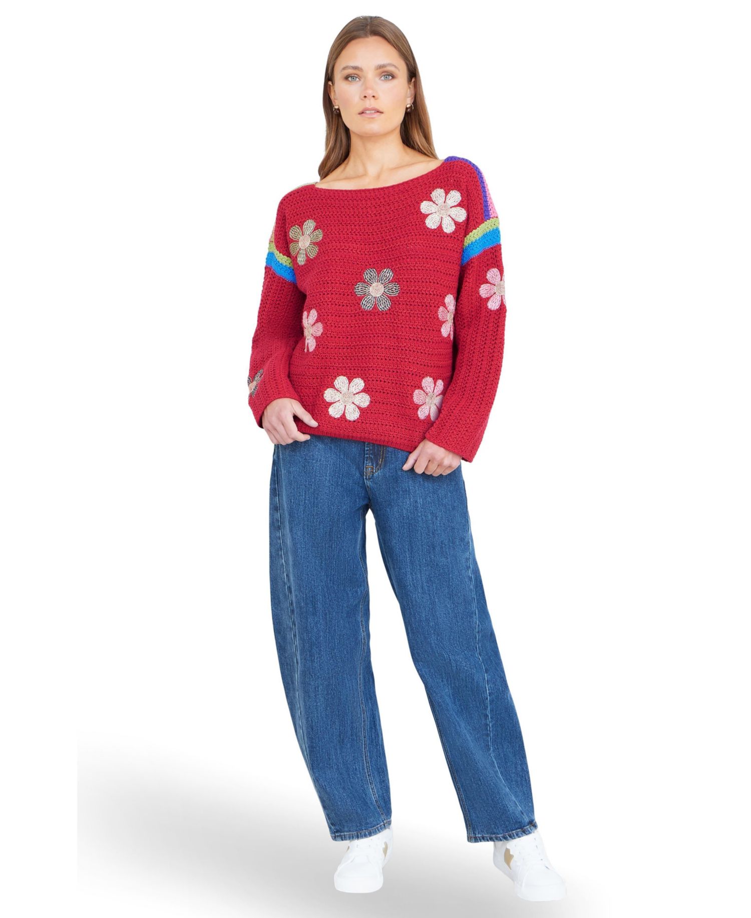 Women's Crochet Flower Jumper