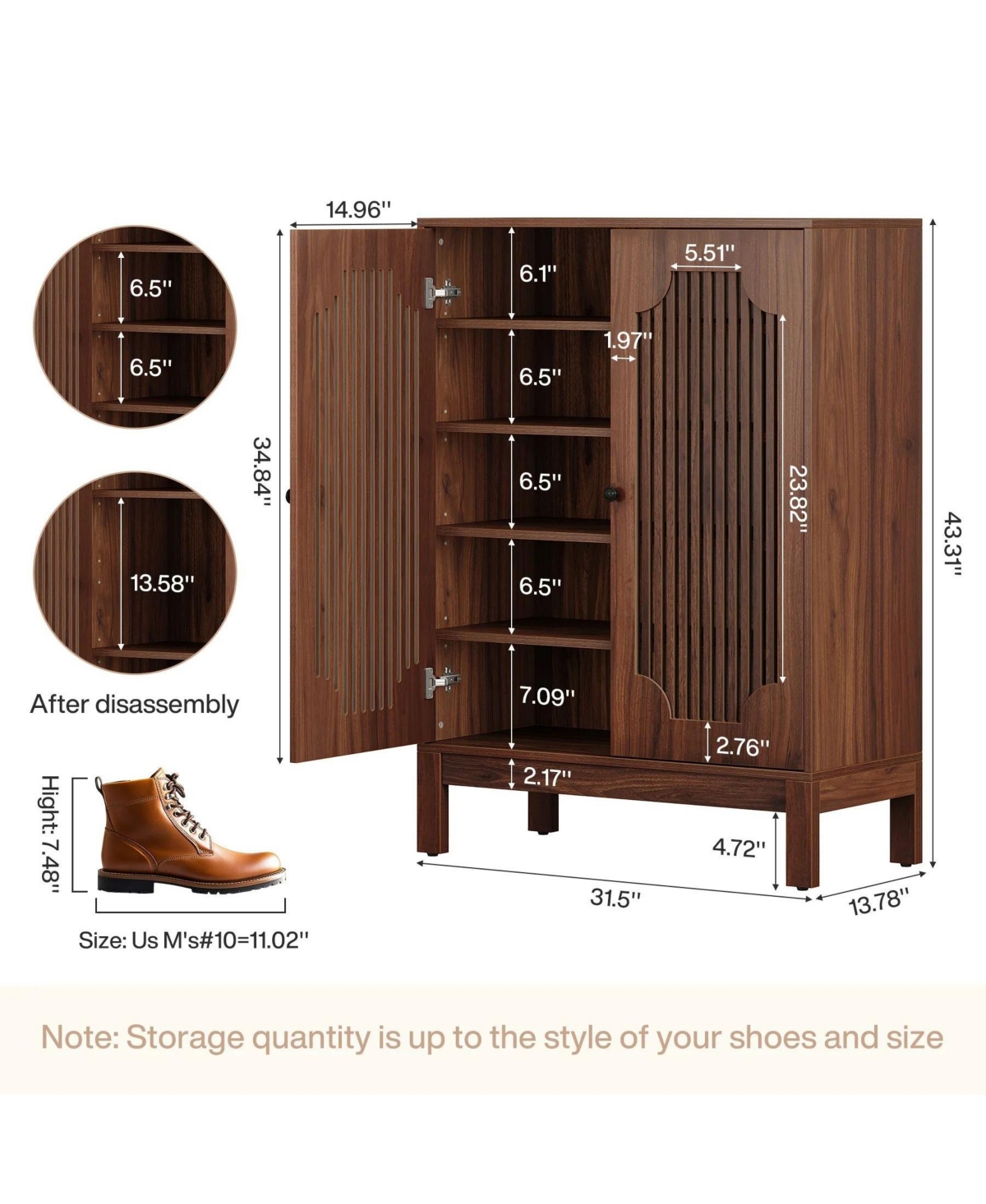 Slickblue Modern Shoe Cabinet with Adjustable Shelves for Entryway