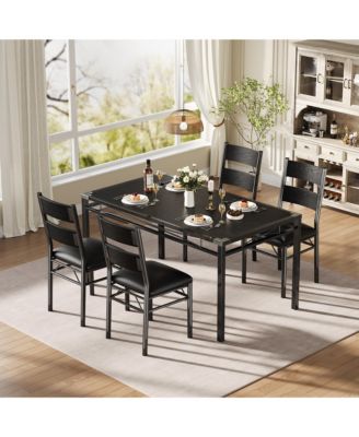 Dining Table Set for 4 with Upholstered Chairs, Dining Room Table Set for 4, for Kitchen, Apartment