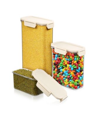 3-Pack Snap Lids Airtight Food Storage Container Set - Clear Stackable Canister for Pantry, Rice, Pasta, Cereal and Snacks