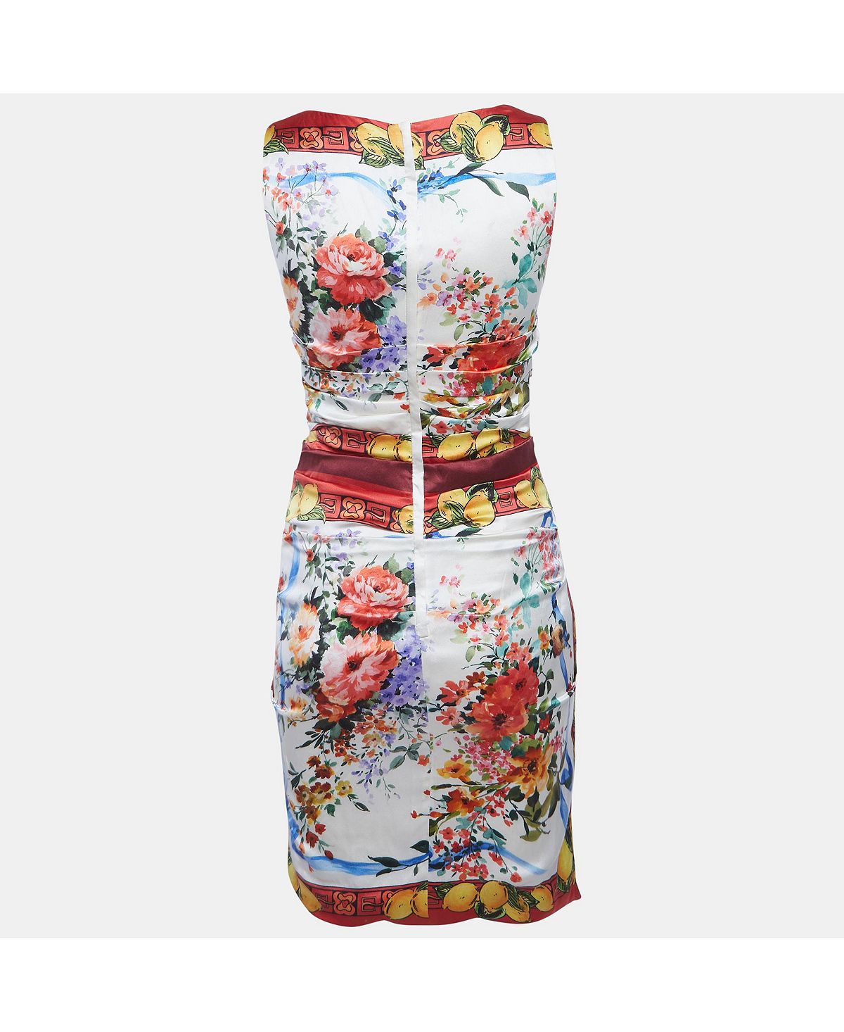 Pre-Owned Dolce & Gabbana Women's Floral Print Satin Ruched Mini Dress view 2 — MAYCSS fashion products