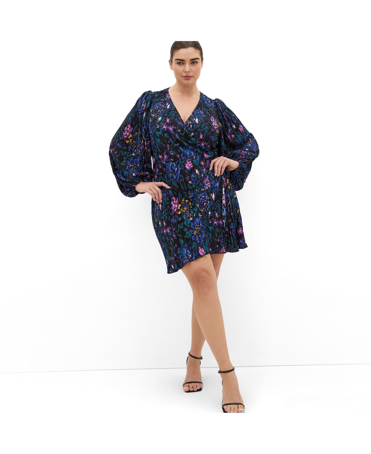 Women's Plus Size Kira Etched Print Wrap Mini Dress