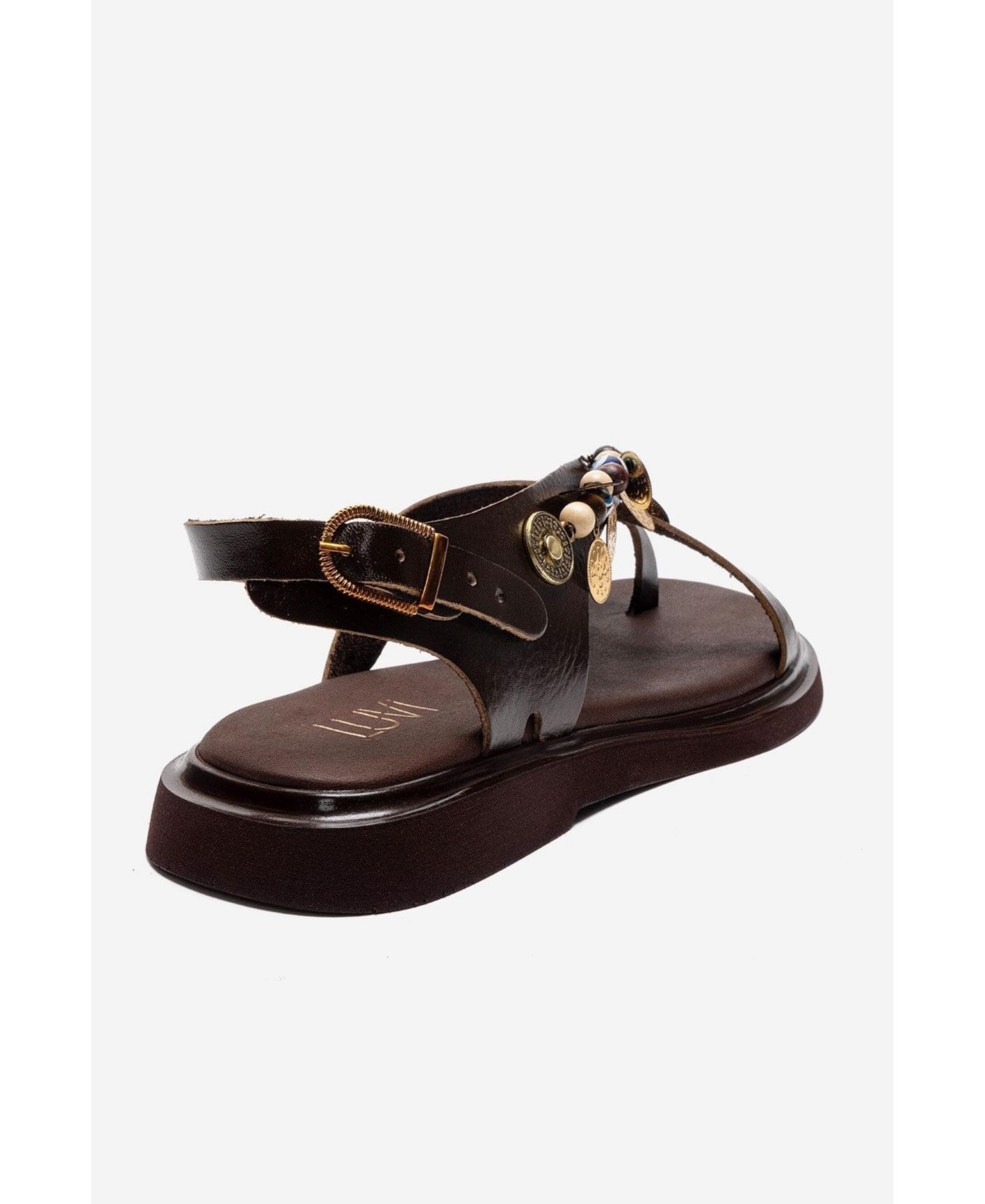 Женские сандалии Forever & Always Shoes Hush Leather Beaded Sandal, цвет: Коричневый — фото 6