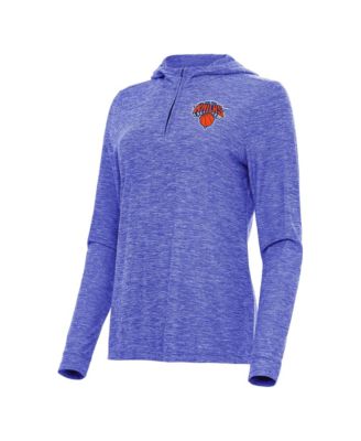 Women's Heather Blue New York Knicks Daybreak Quarter-Zip Hoodie