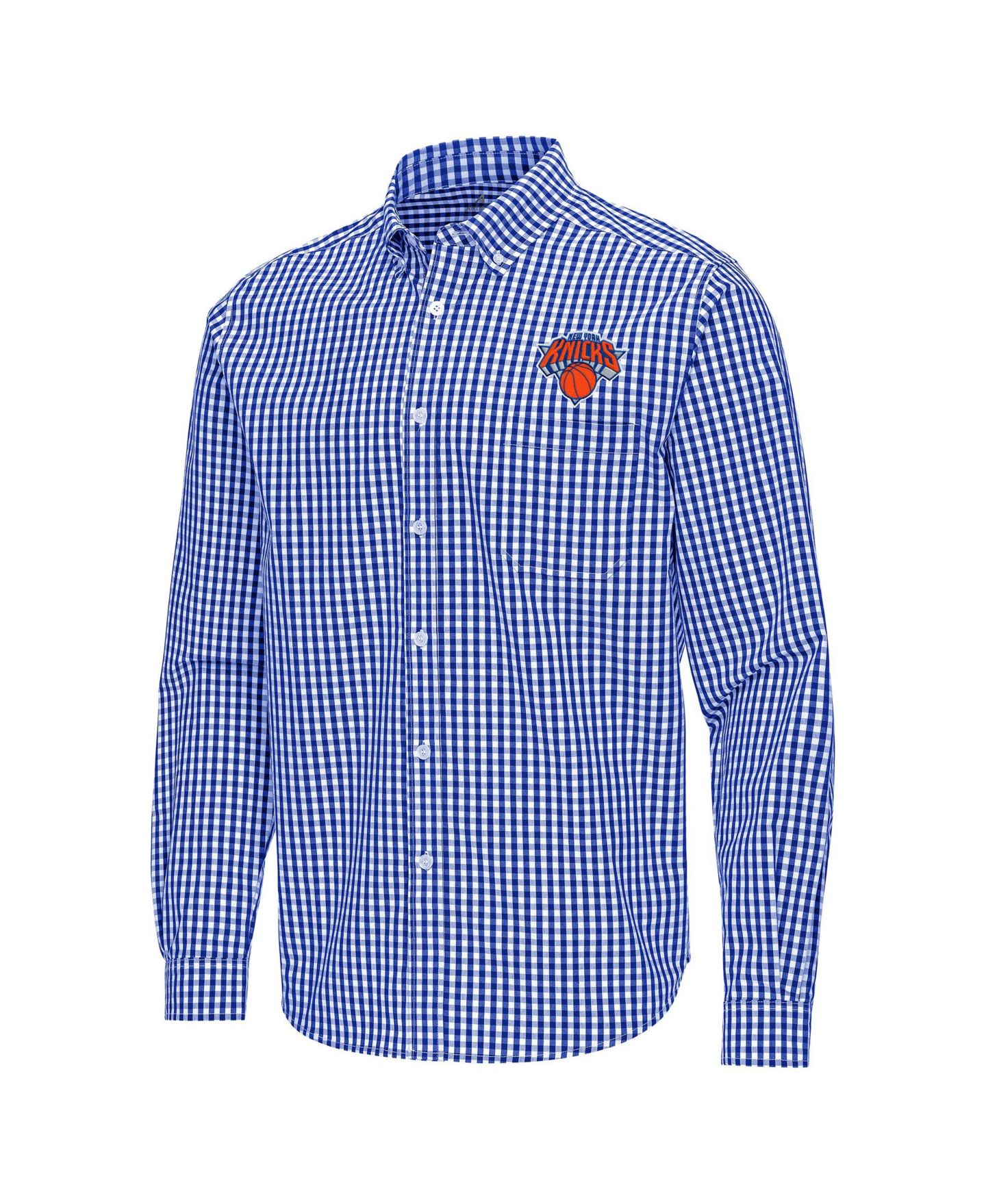 Мужская рубашка Antigua Blue New York Knicks Ellis Woven Tri-Blend Button-Down — фото 2