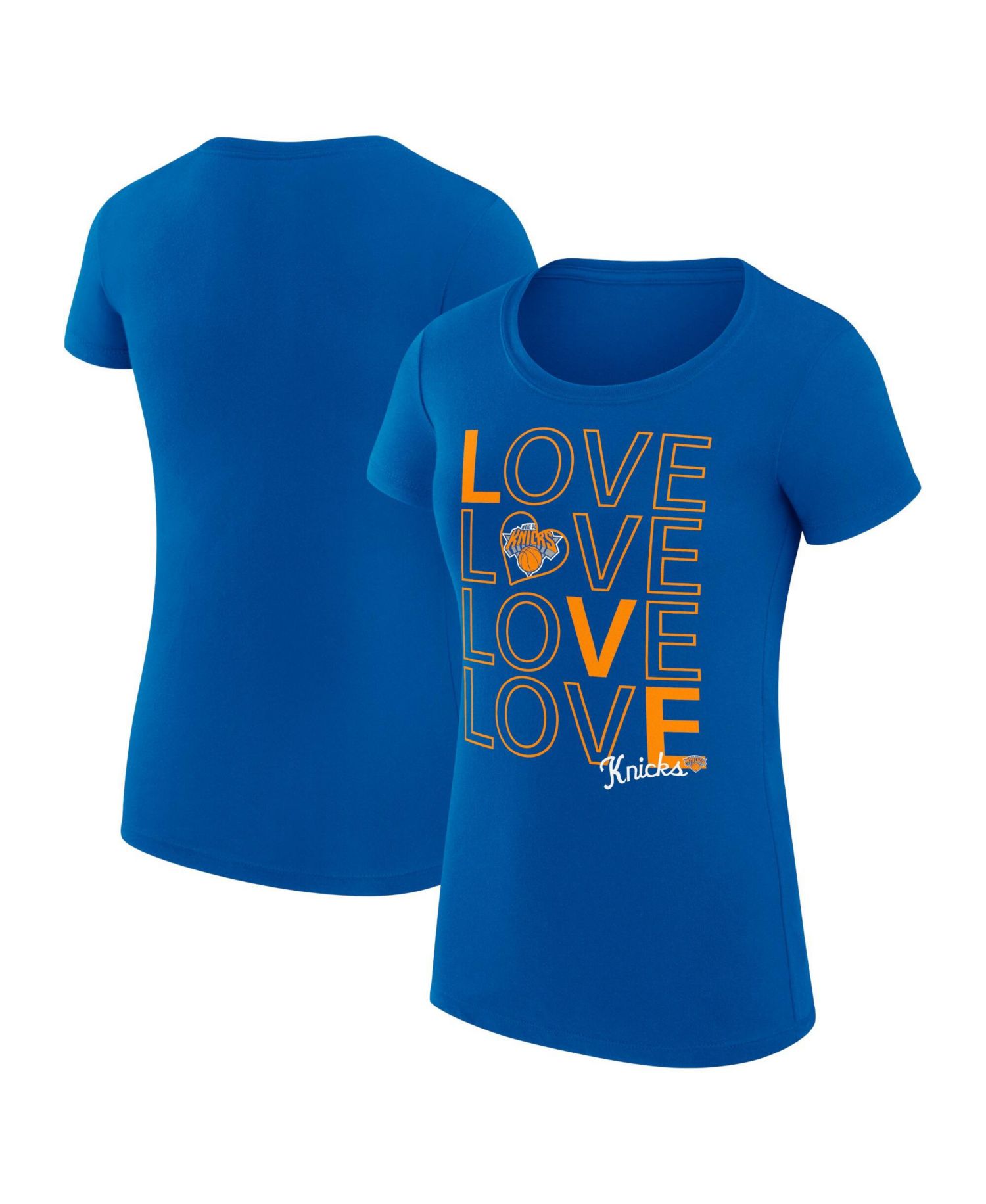 Women's Royal New York Knicks Super-Slim Fit Lightweight Basketball Love T-Shirt