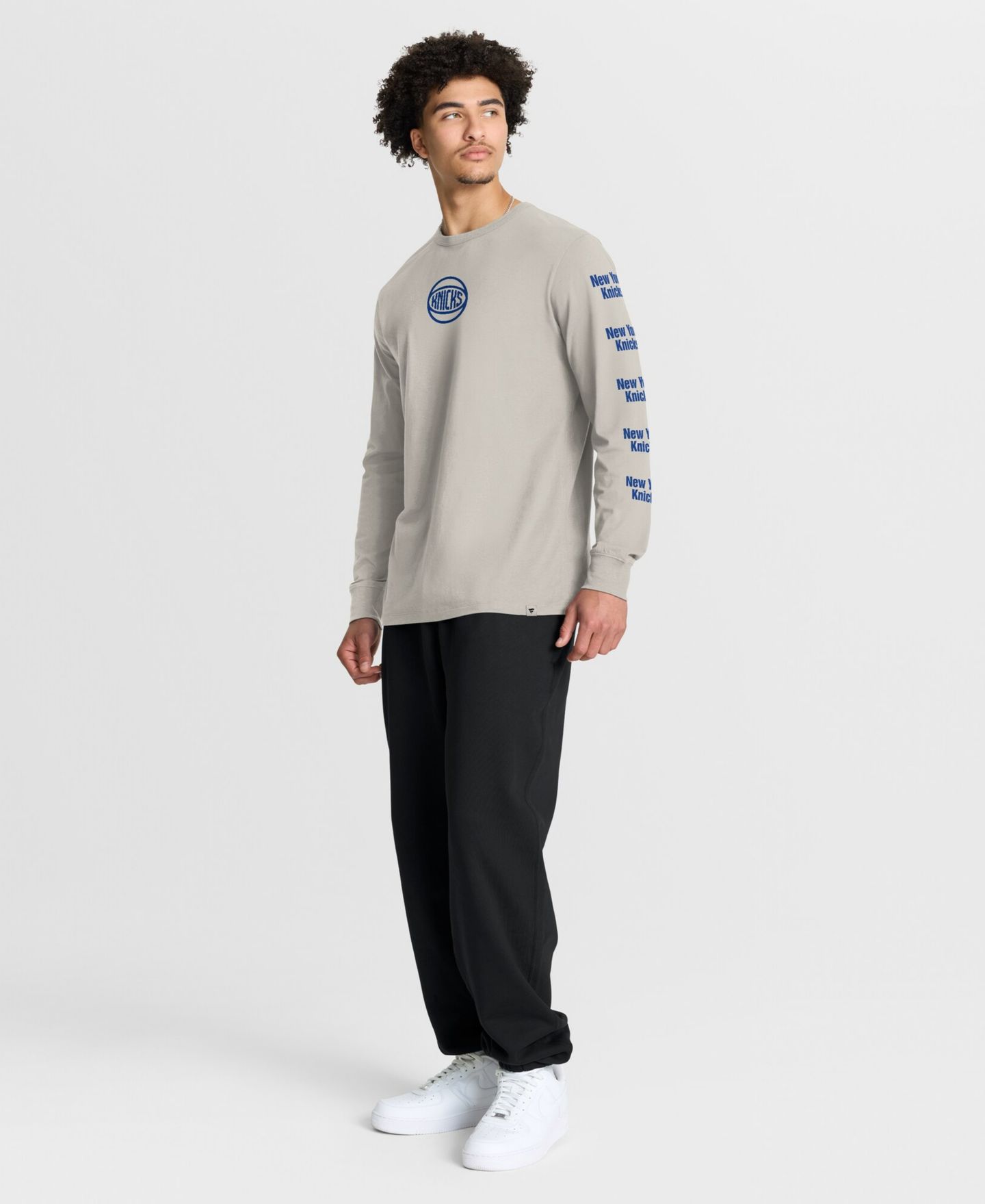 Мужская футболка Fanatics Cream New York Knicks Crossover Collection Ball Screen Action Premium Long Sleeve — фото 5