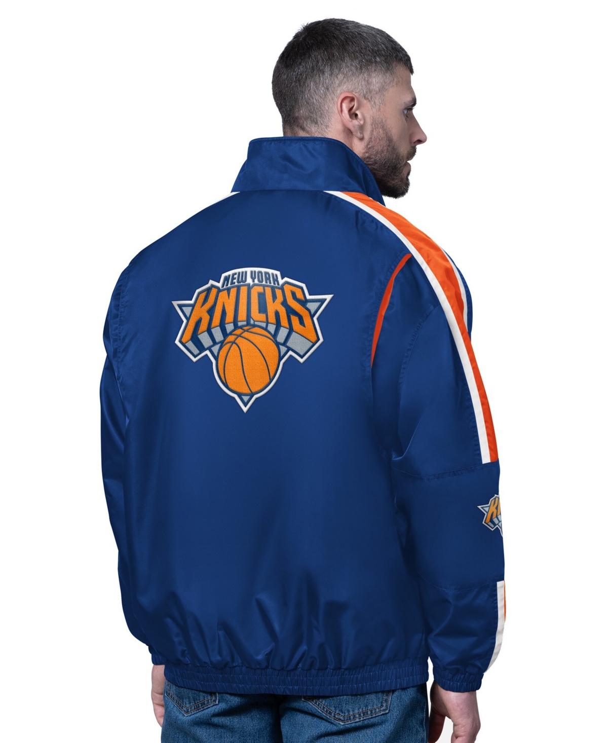Starter Men's Blue New York Knicks Freestyle Lightweight Full-Zip Jacket