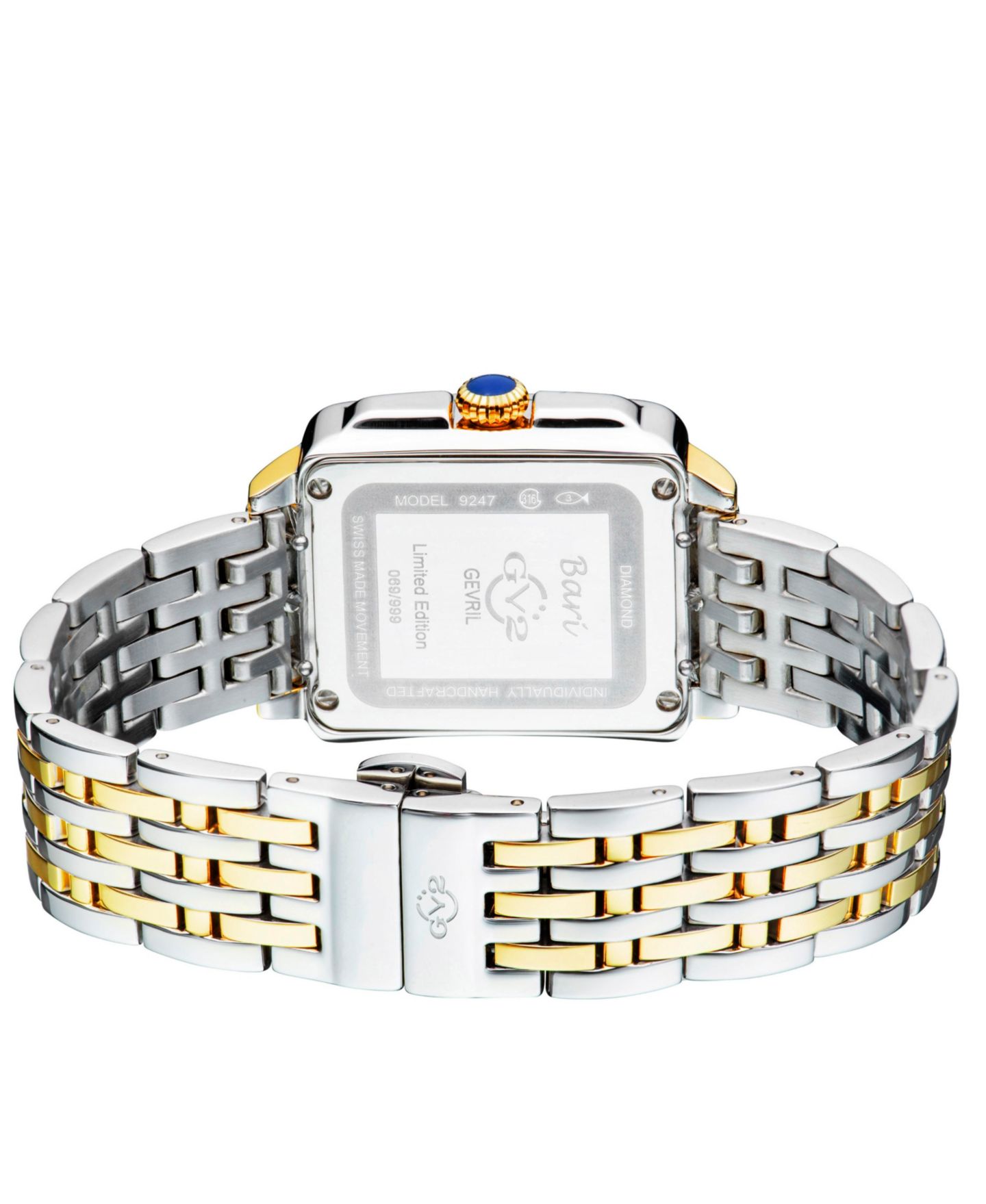 Женские часы GV2 by Gevril Bari Tortoise Swiss Quartz Diamond Two tone IPYG/SS Stainless Steel Bracelet Watch — фото 3
