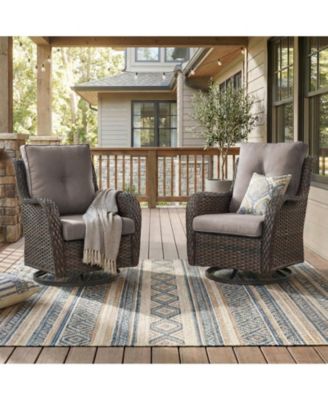 Outdoor Swivel Chairs Set of 2,Patio Wicker Rocker Chairs,All Weather Patio Conversation Furniture Set, Ideal for Porch Balcony Deck Yard