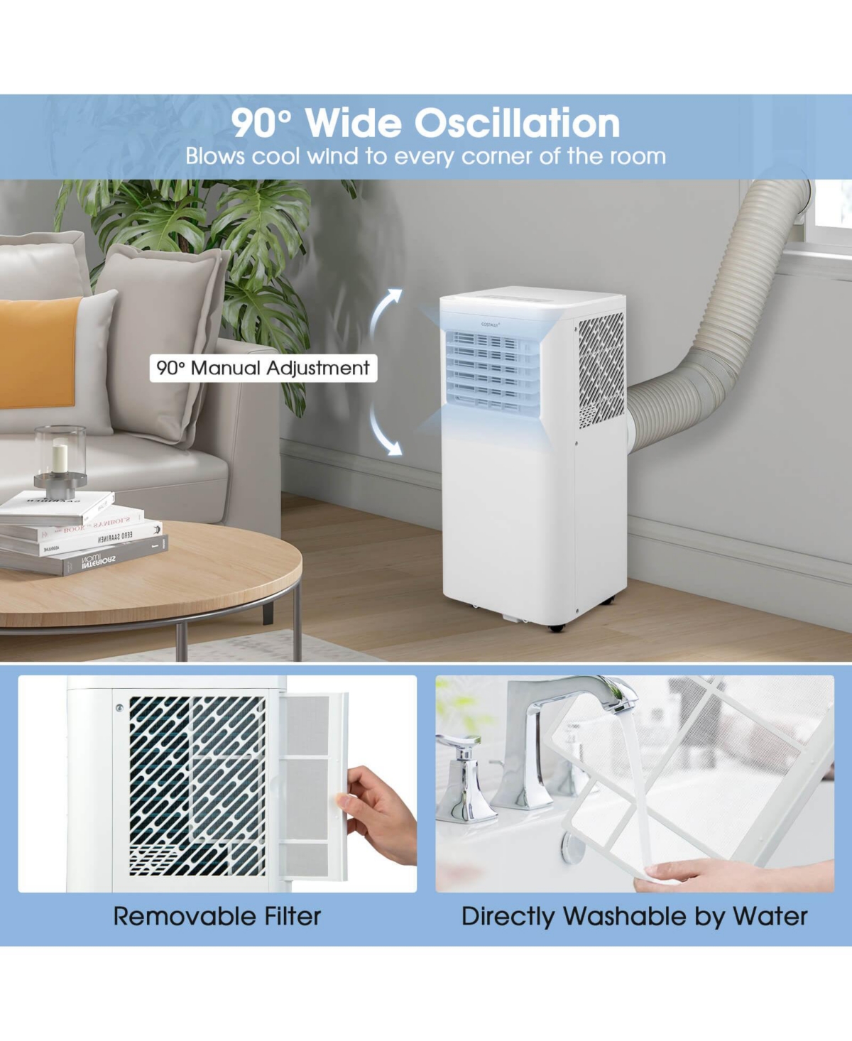 Costway 6000 Btu (10000 Btu Ashrae) Portable Air Conditioner 3-in-1 Ac Unit With Cool Dehum Fan Sleep Mode