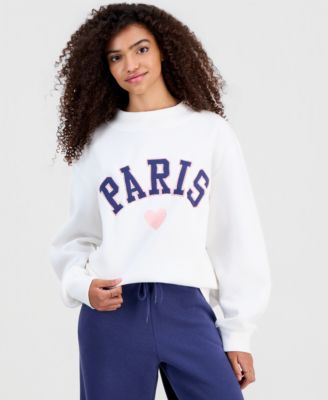 Juniors' Embroidered Mockneck Sweatshirt