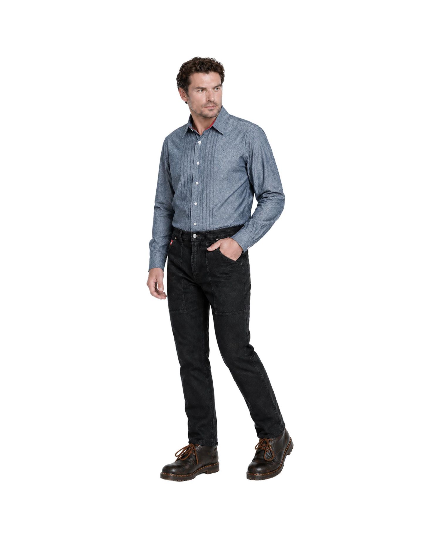 Heritage Men's American Collection Pleated Front Chambray Shirt