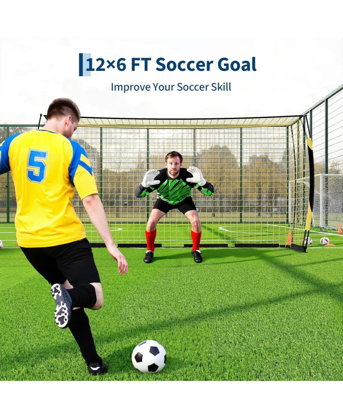 Xo 5-in-1 Soccer Goal 7x5 Ft, Portable Rebounder Net with Steel Frame, Easy Setup Soccer Training Goal for Backyard