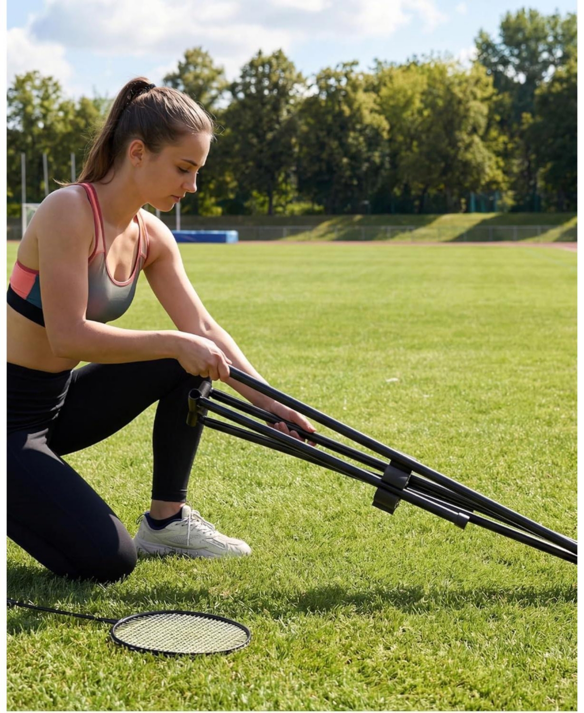 Xo 16.7ft 2-in-1 Badminton and Pickleball Net Set, Adjustable Portable Indoor Outdoor Game Set with Paddles, Rackets, Balls and Carry Bag for Backyard