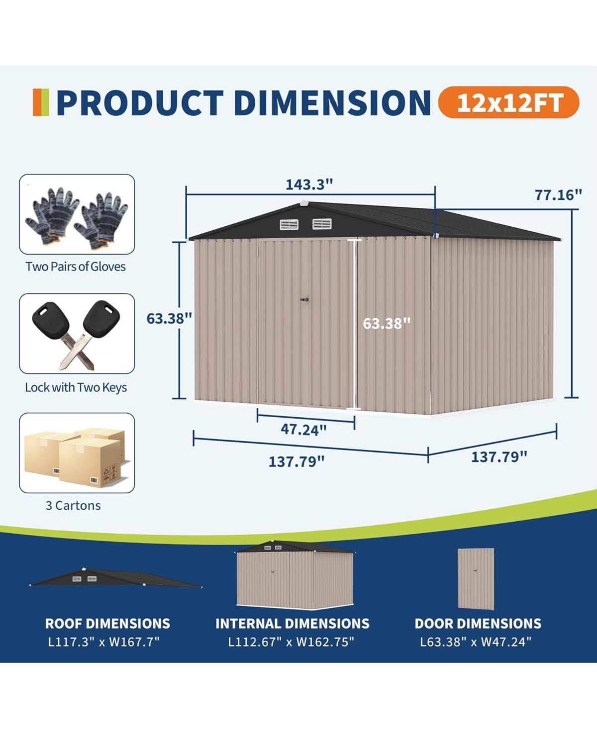 GarveeLife Durable Steel Outdoor Metal Storage Shed With Lockable Security Door Ventilation Vents Easy Assembly For All Season Backyard Patio Lawn Use