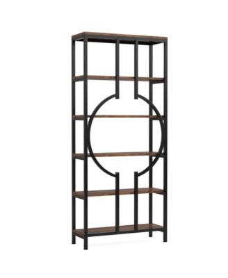 6 Tier Industrial Bookshelf with Open Display Storage Shelves