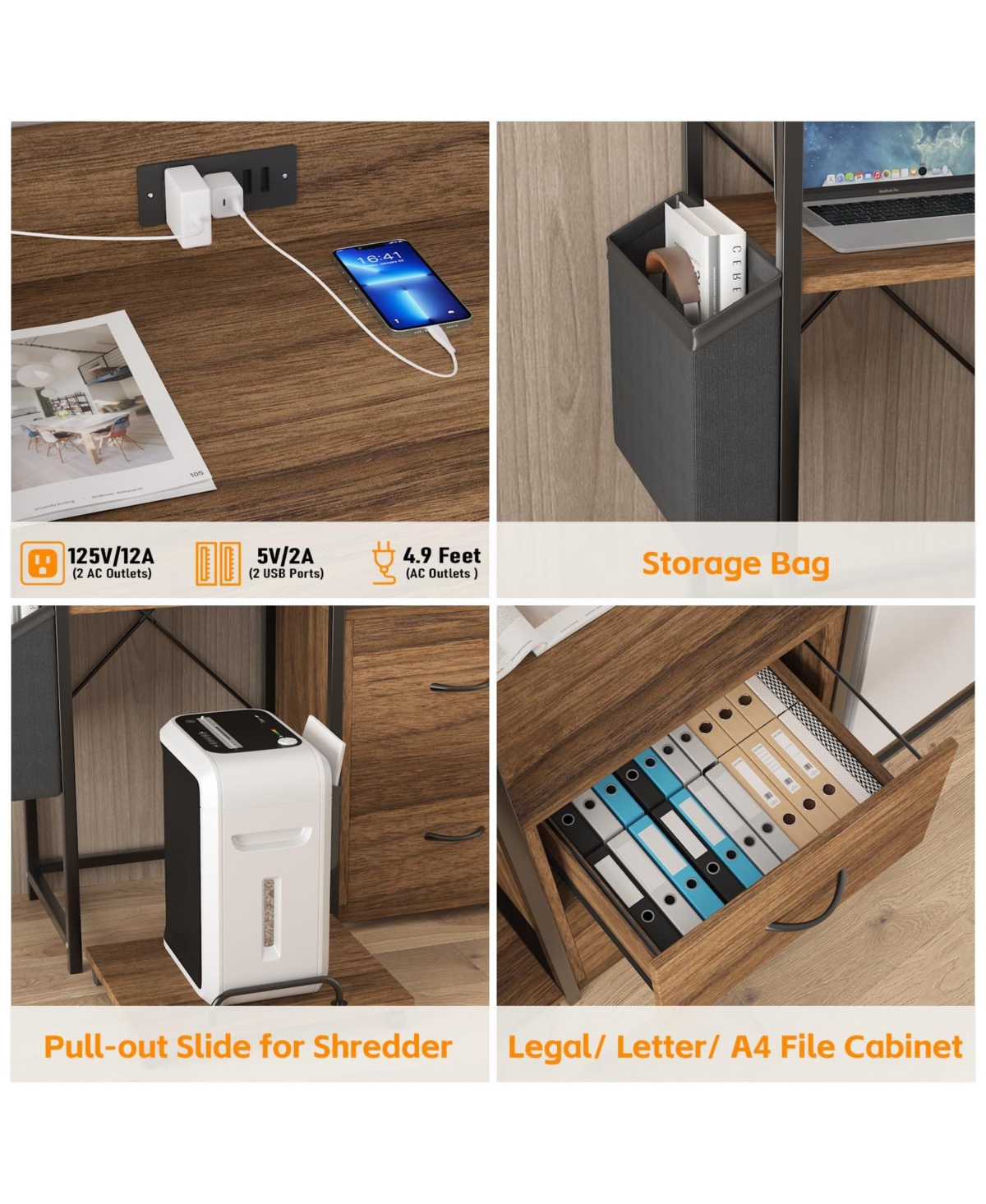 gaomon Mobile Printer Stand, Office Filing Cabinet with Power Outlet and Usb Charging Port