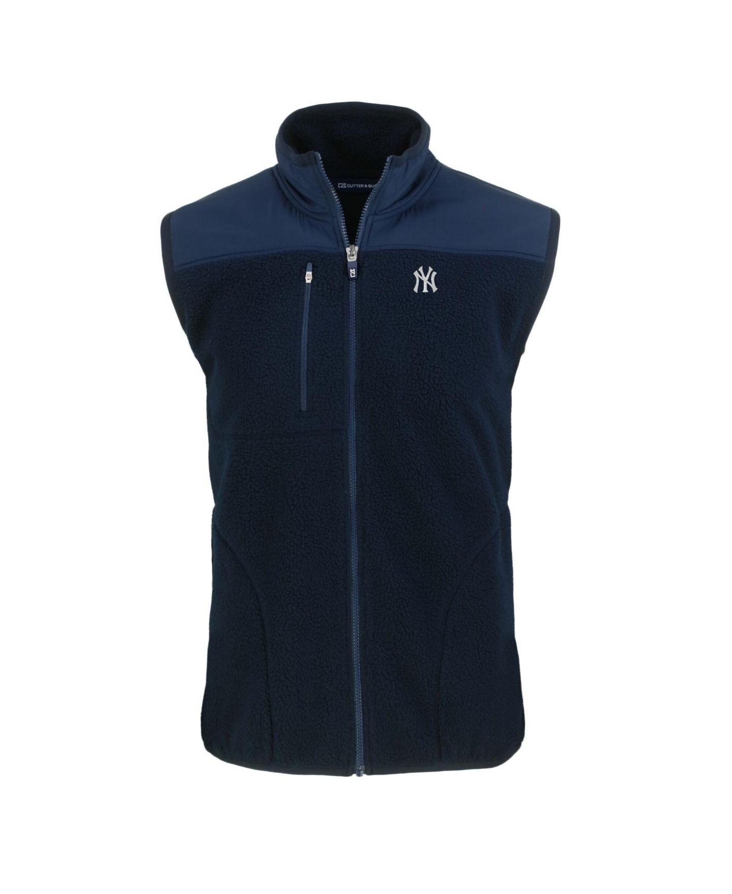 Мужской жилет Cutter & Buck Navy New York Yankees Big & Tall Cascade Eco Sherpa Fleece Full-Zip Vest — фото 2