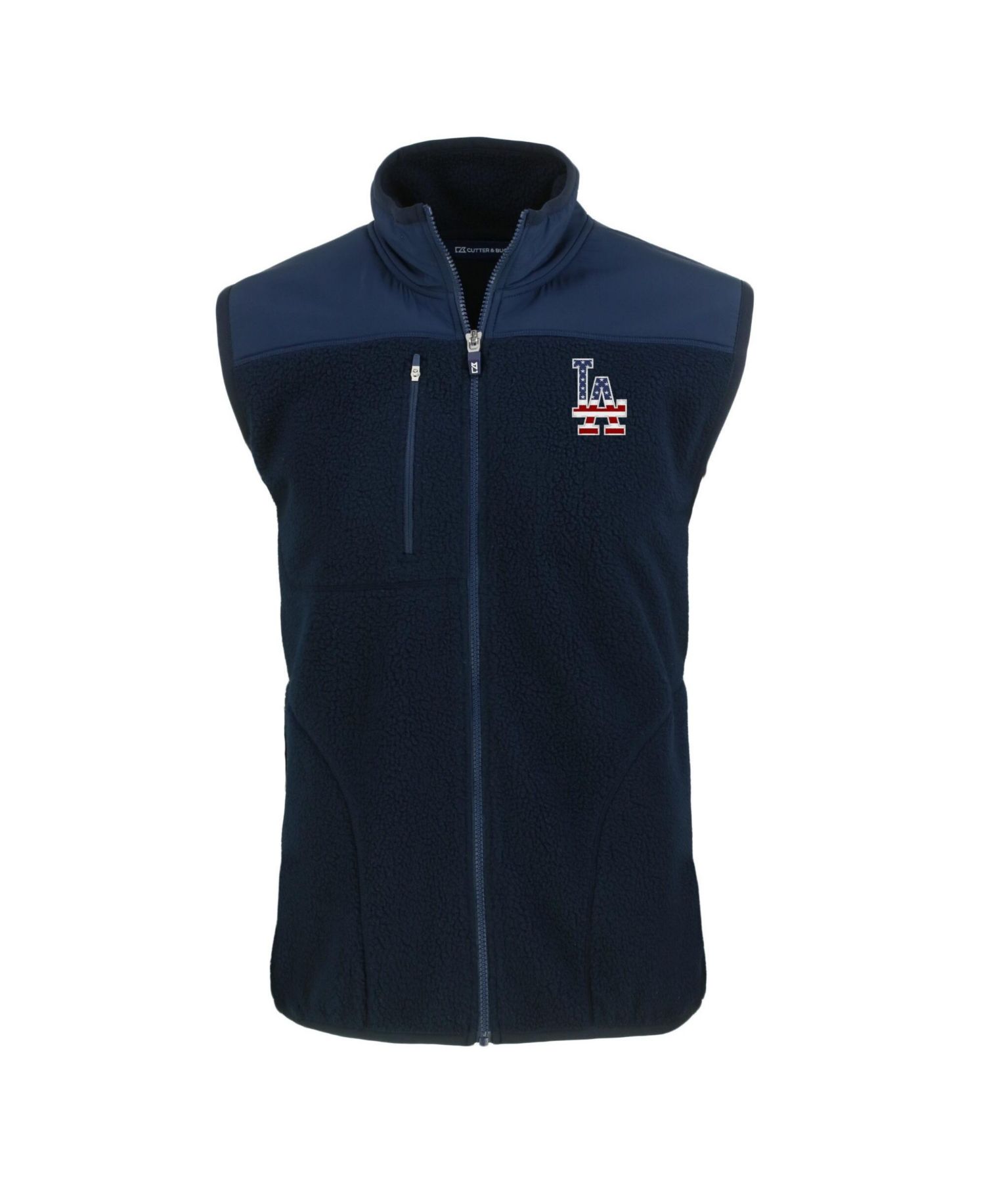 Men's Navy Los Angeles Dodgers Stars Stripes Cascade Eco Sherpa Fleece Full-Zip Vest
